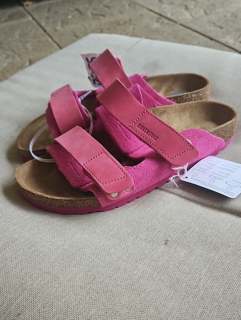 Birkenstock Uji Nubuck-Suede Two Strap Leather In Fuchsia Tulip Size 7, 38